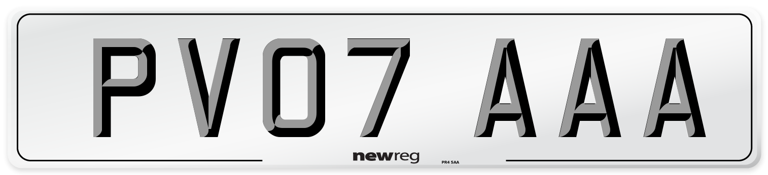 PV07 AAA Number Plate from New Reg